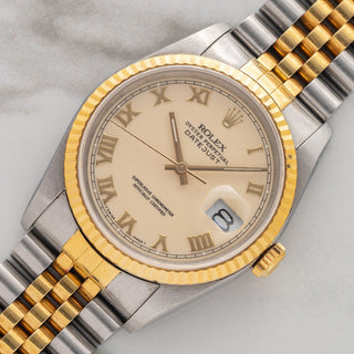 Rolex Datejust 16233 Two Tone w/Cream Roman Dial - *Unpolished*