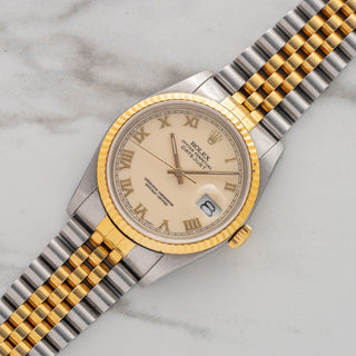 Rolex Datejust 16233 Two Tone w/Cream Roman Dial - *Unpolished*