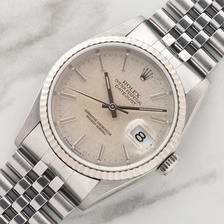 Rolex Datejust 16234 w/Silver "Linen" Dial