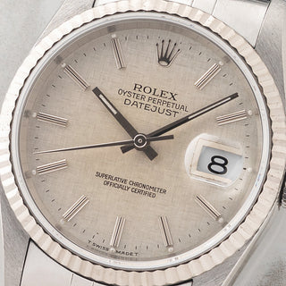 Rolex Datejust 16234 w/Silver "Linen" Dial