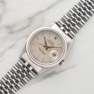 Rolex Datejust 16234 w/Silver "Linen" Dial