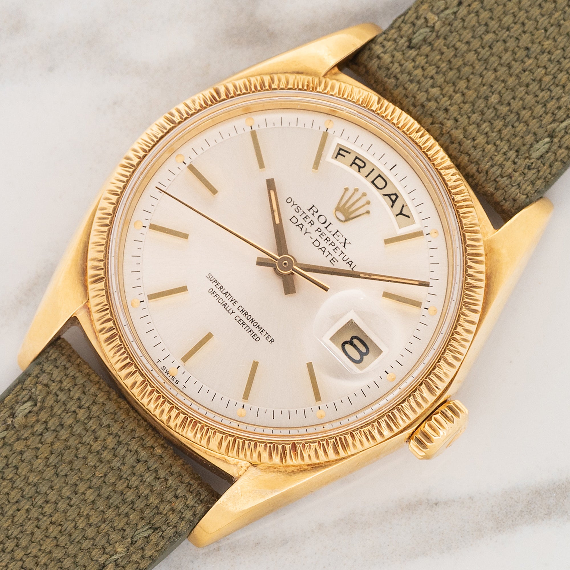 まいアンティークROLEX SPECIAL/ゴールド Rolex Day-Date 1807 Bark Bezel & Silver Dial – Collectors Corner NY