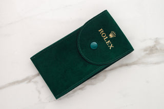 Genuine green suede Rolex travel pouch included with the GMT-Master 16750 at Collectors Corner NY