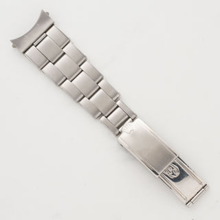 Full view of the vintage stainless steel Rolex oyster bracelet and closed clasp mechanism