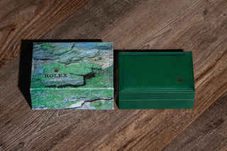 Original Rolex green leather presentation inner box and marble pattern outer box for reference 14238