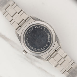 The original Rolex Geneva engraved stainless steel Oyster caseback on a vintage Tudor Ranger Date reference 9050-0