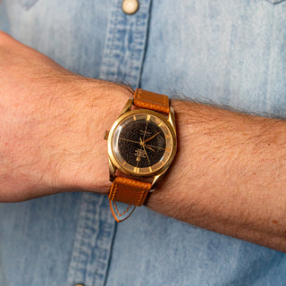 Universal Genève Polerouter Deluxe Microtor - 18k Pink Gold w/"Starry Night" Patina Dial