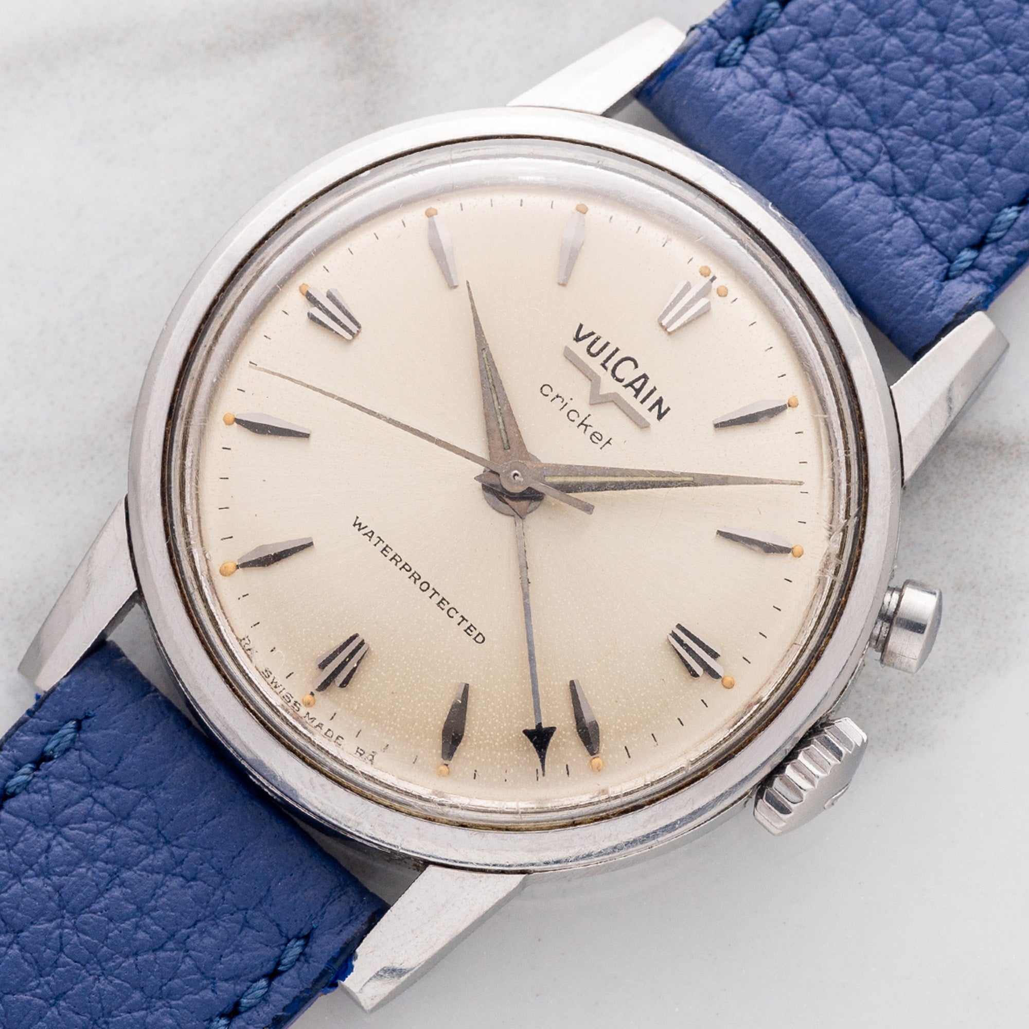 Vulcain Cricket "Waterprotected" Alarm w/Gorgeous Patina Dial - *Unpolished*