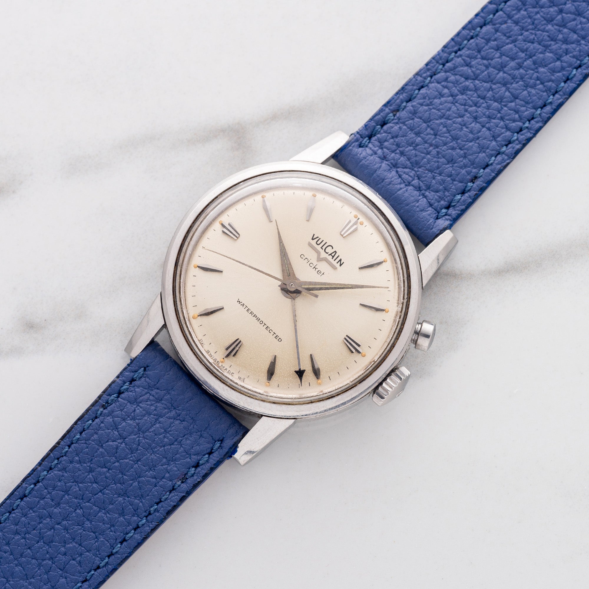 Vulcain Cricket "Waterprotected" Alarm w/Gorgeous Patina Dial - *Unpolished*