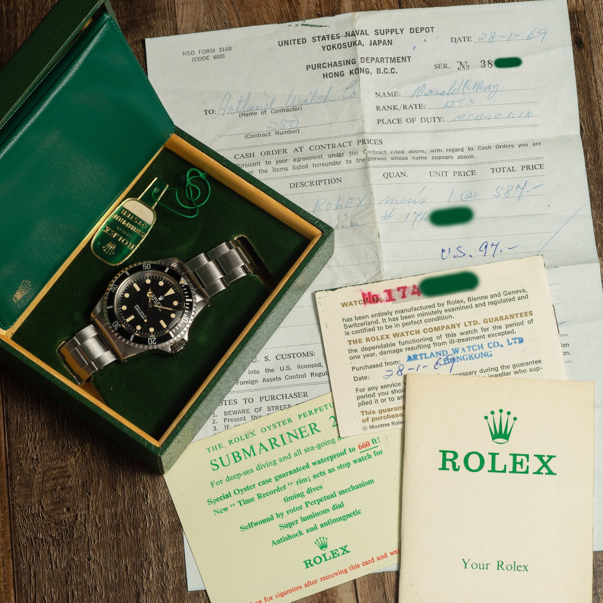 Rolex Submariner 5513 "Meters First" w/Box/Military Papers - 1967