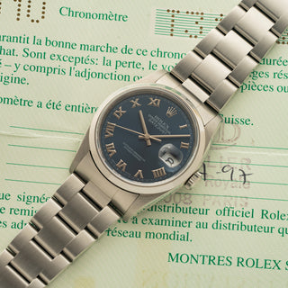 Rolex Datejust 16200 Blue Roman Dial - Box & Papers