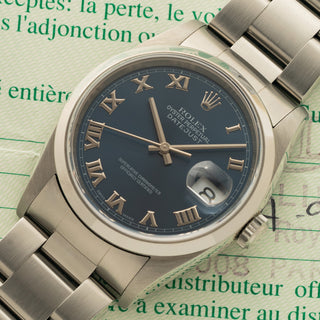 Rolex Datejust 16200 Blue Roman Dial - Box & Papers