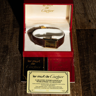Must De Cartier Tank - Rare Wood Dial w/Box/Papers - 1990s